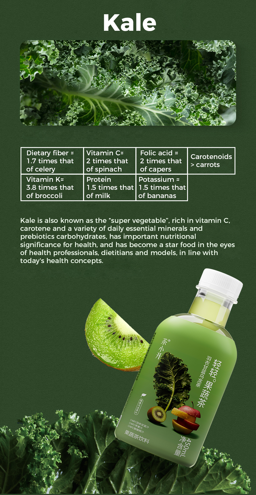 茶小开 Kale Oolong Bitter Melon Lemon Veggie Fruit Tea 450ml*15 Fat-Free ...
