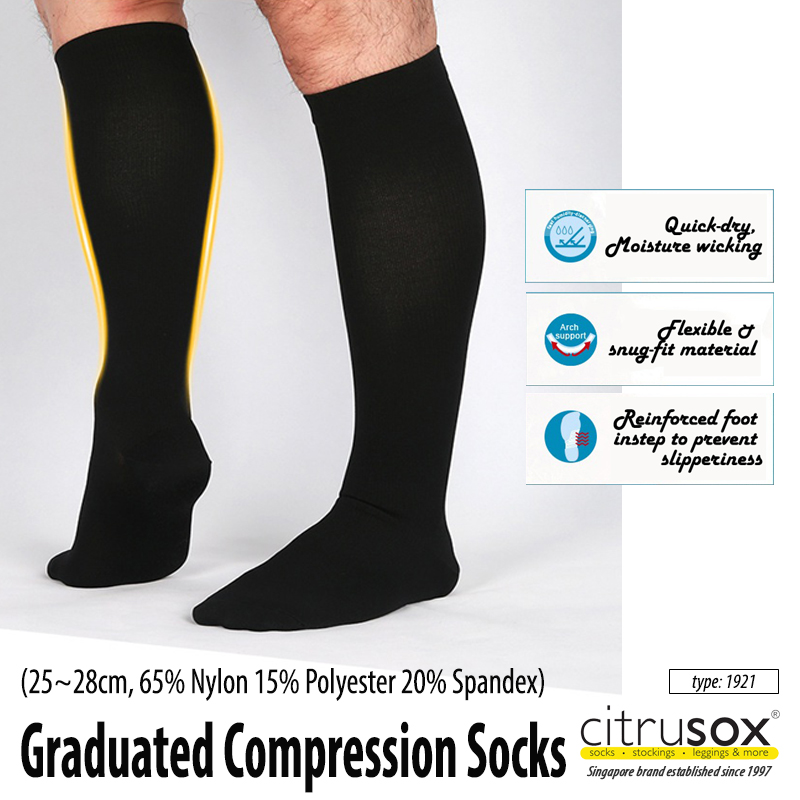 CITRUSOX Graduated Knee Compression Socks (22-25cm, 25-28cm) #1921 Firm ...