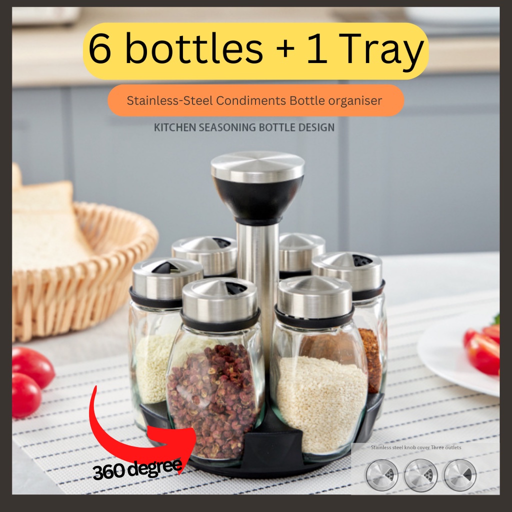 Rotating Spice Rack/Condiments Organizer Salt Holder Box Shaker For ...