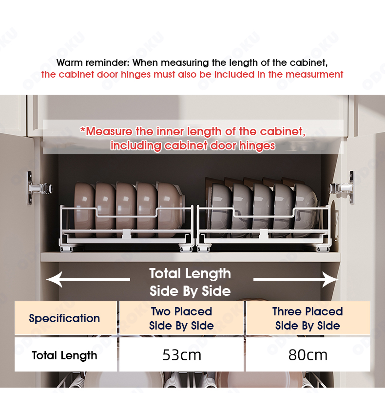 ODOROKU Sliding Cabinet Drawer Rack For Dishes Plates Bowl Organizer ...