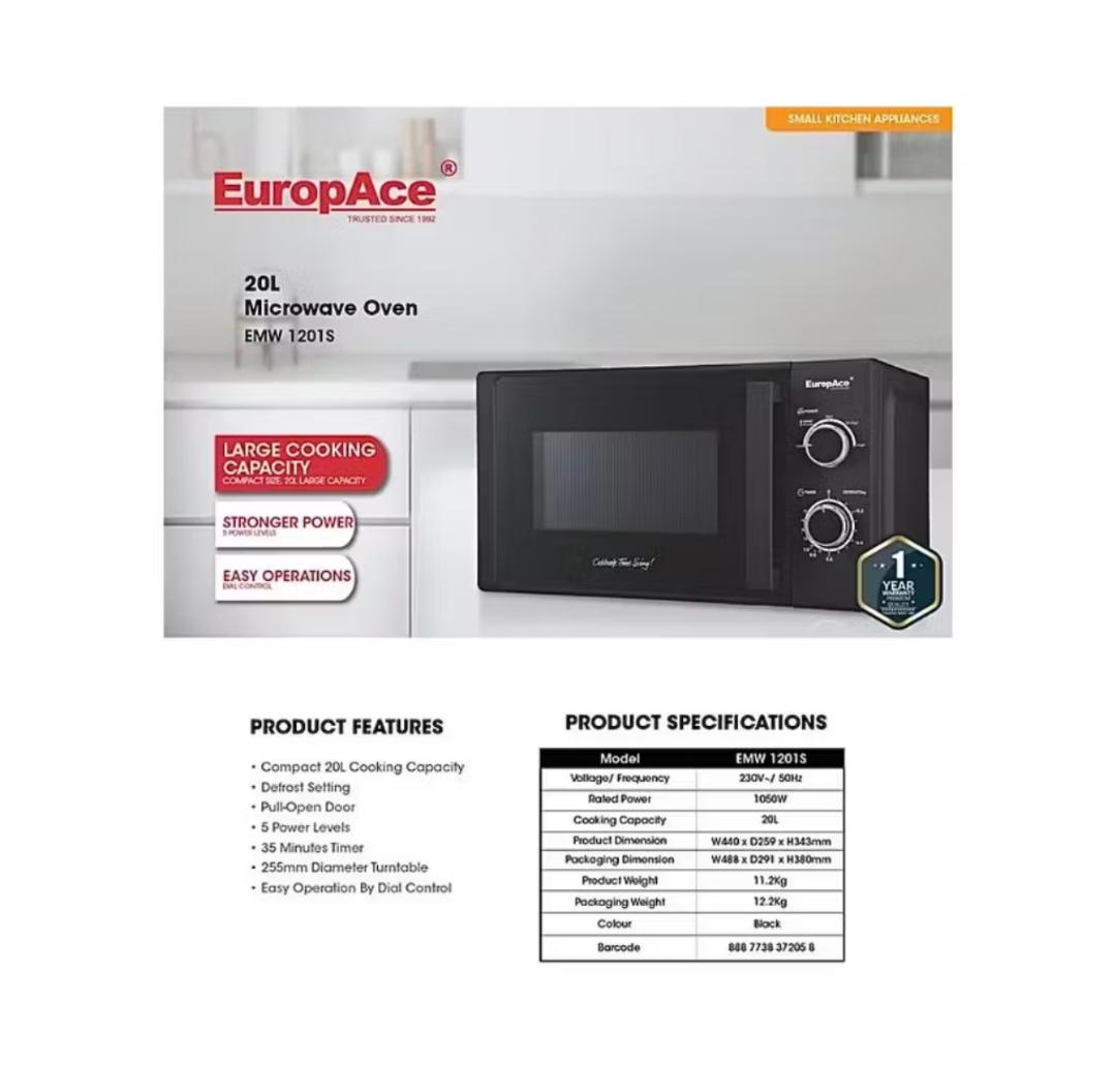 Sharp [R-2201H(W)] | EuropAce [EMW1201S] 20L Countertop Microwave Oven ...