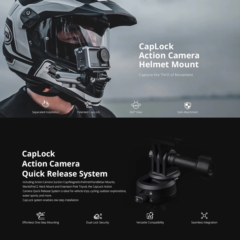 PGYTECH Caplock Adhesive Quick Release Helmet Mount for GoPro