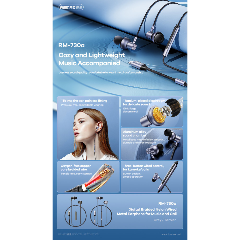 [Remax Audio] RM-730a Digital Metal Braided High-Resolution Wired ...