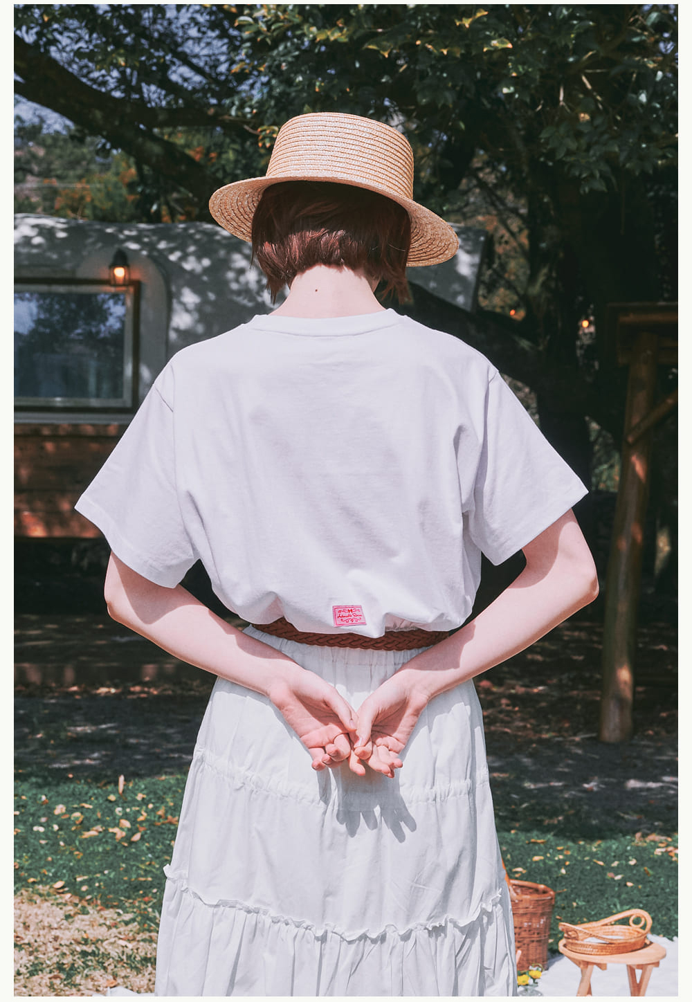 [RONRON] ★24SS★POINT RIBBON BASIC FIT T SHIRT Buy Ronron Point Ribbon Basic Fit Tee White Online in