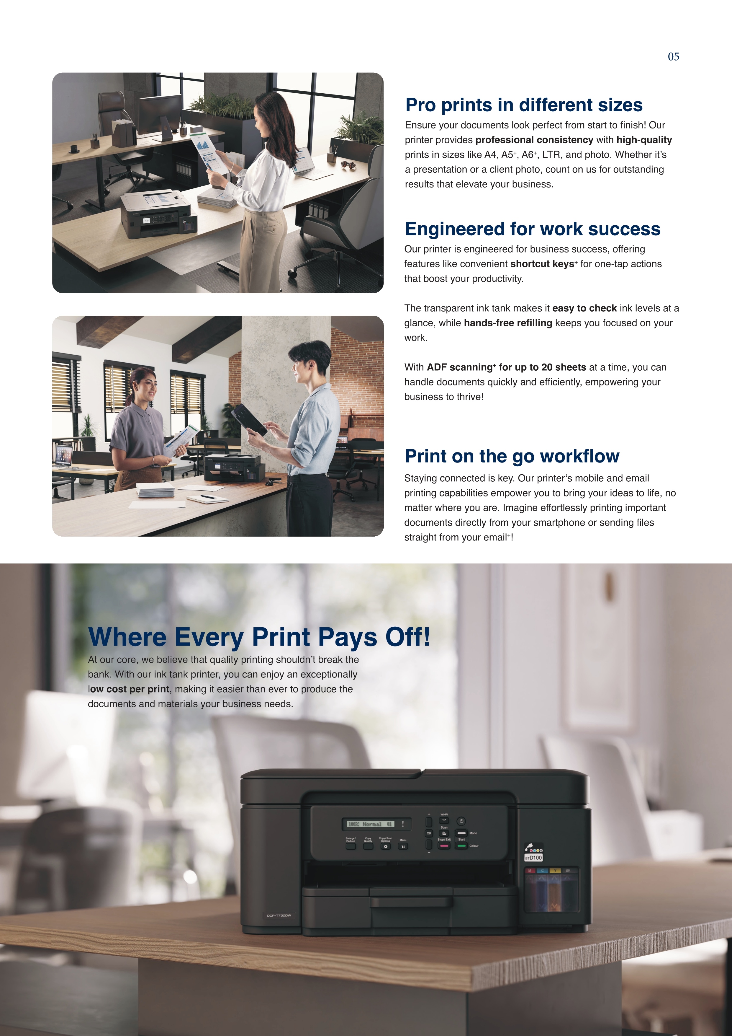 Brother DCP-T530DW A4 3-in-1 Wireless Colour Ink Tank Printer | Refill ...