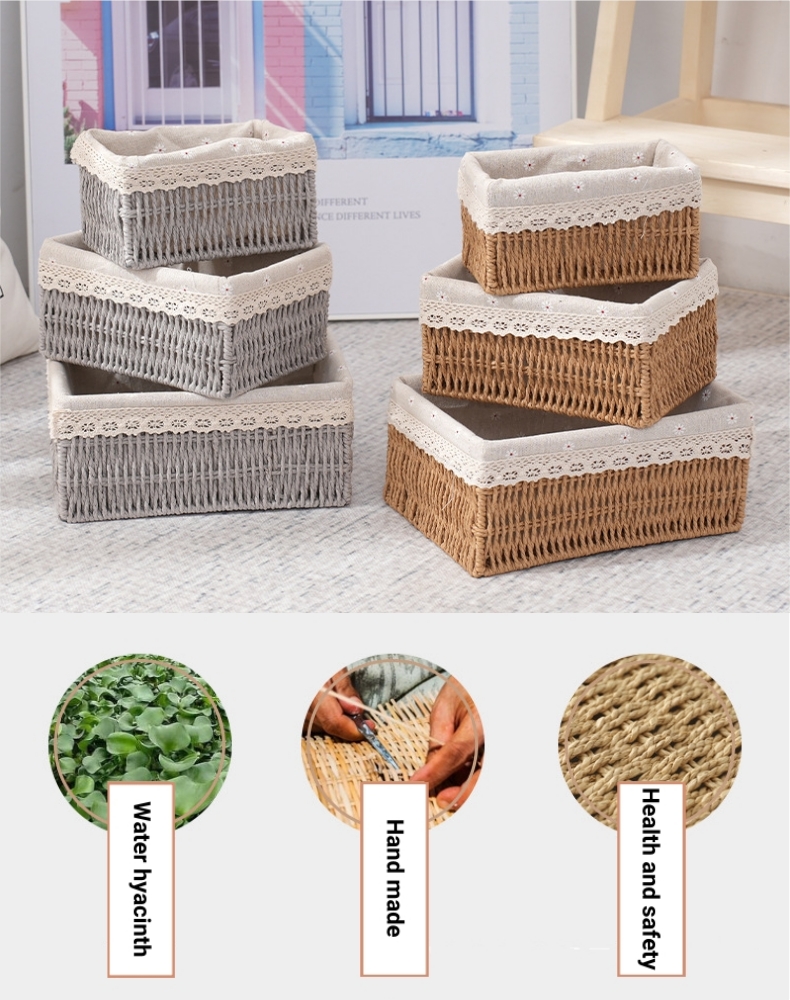 Maxvaluesg® Hand-Woven Rattan Basket Desktop Storage Box Sundries ...