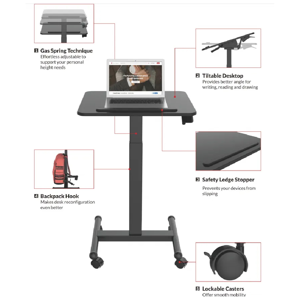 M3 Mobile Laptop Desk ★ Height Adjustable Mobile Desk ★ Portable ...