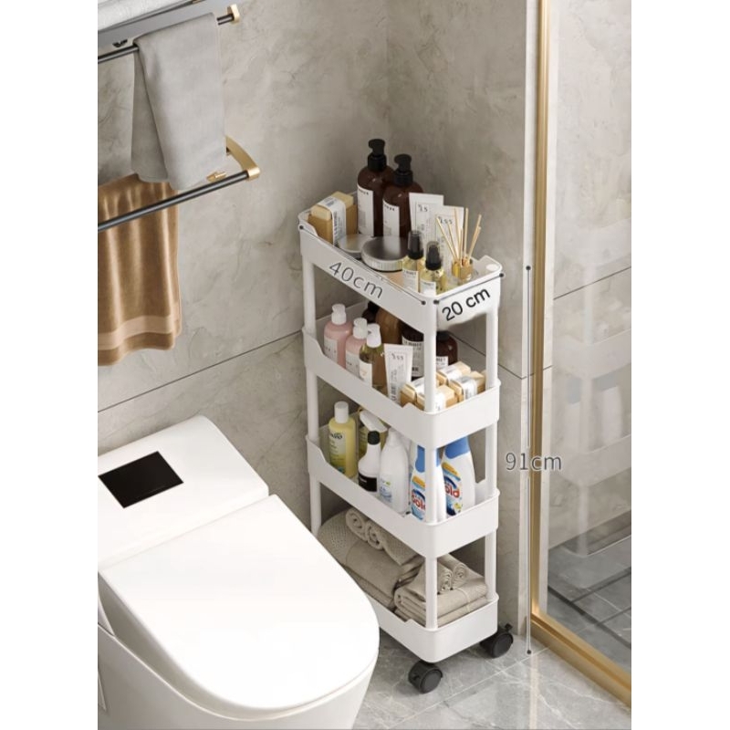 A Toilet Rack Trolley Storage Organizer Shelving Portable Movable ...
