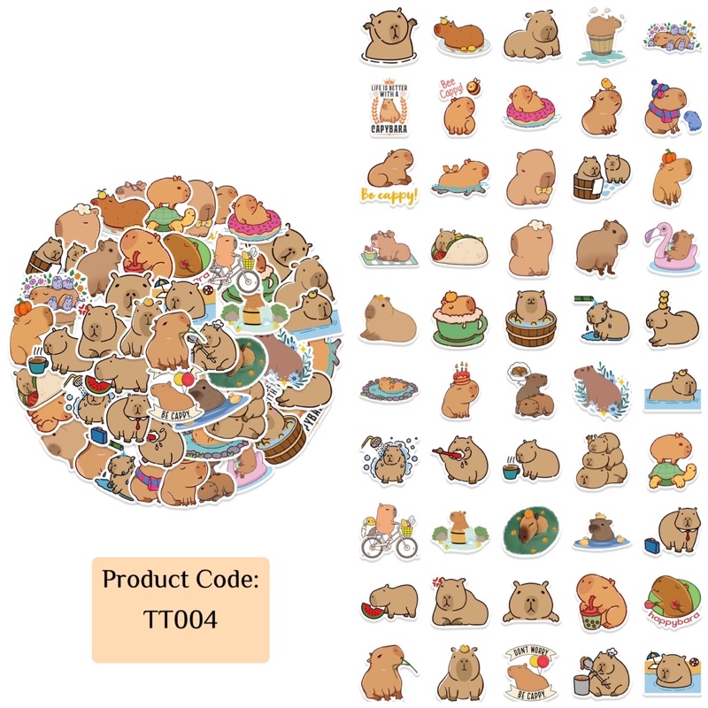 SG[50pcs/Set]Assorted Stickers Cartoon Corgi Cats Capybara Dog Emoji ...