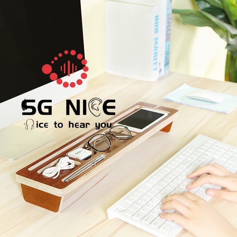 ABS Monitor Stand Space Bar Dock Desk Riser with 4 USB Ports for Laptop ...