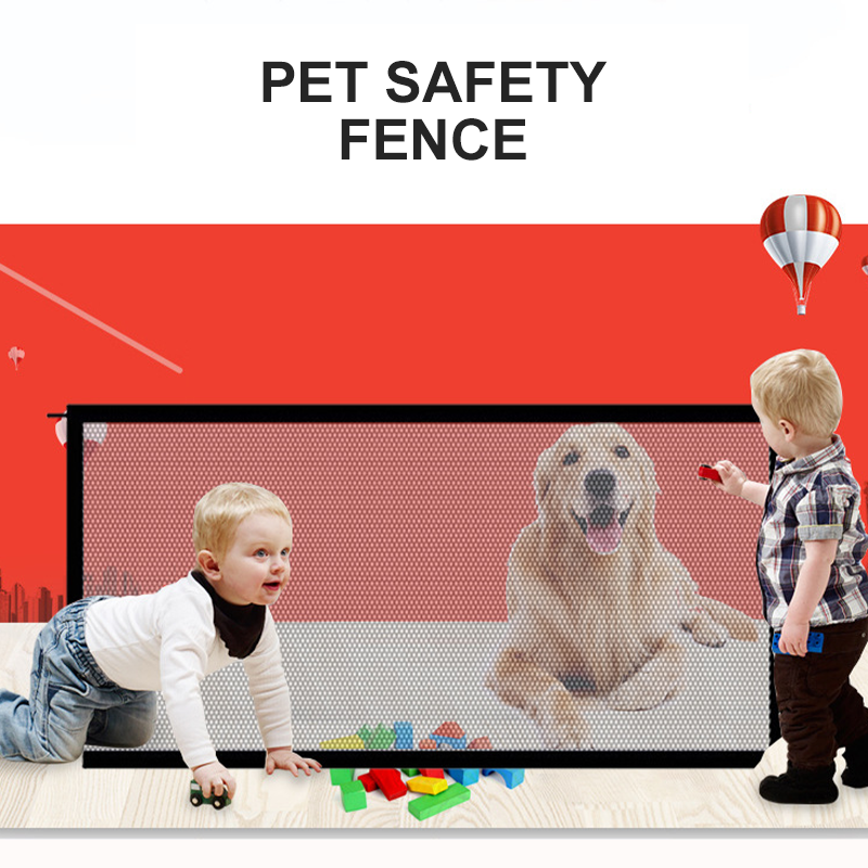 Dog Fence Pet Gate nylon Foldable Mesh Magic Protect Safety Mesh Net ...