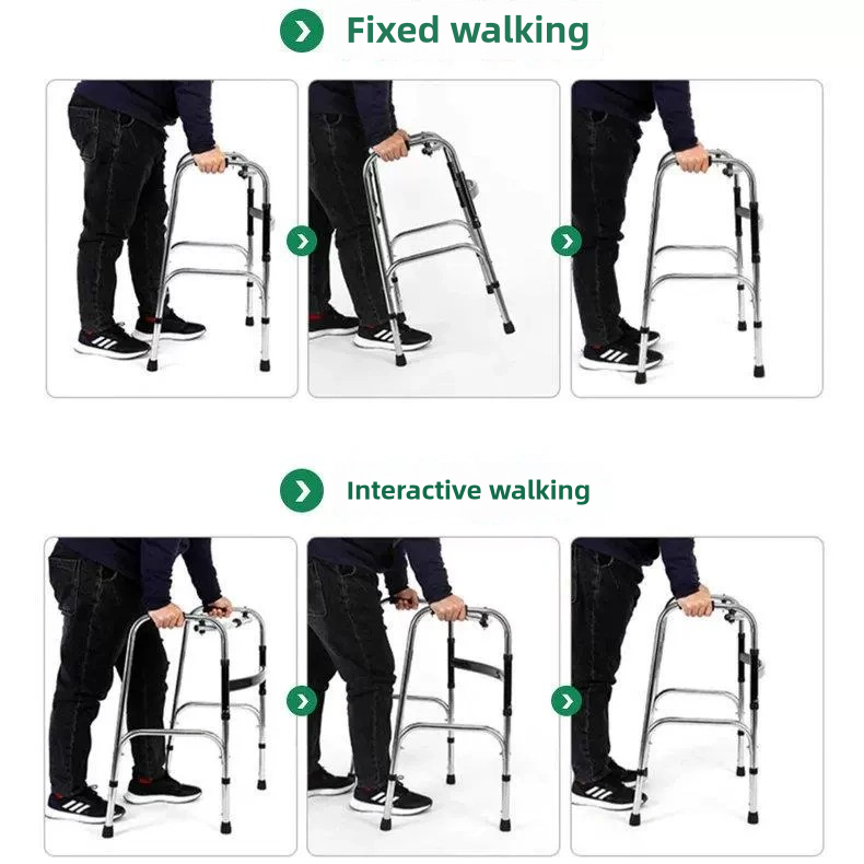 2-in-1 height adjustable folding elderly walking rack supporting shower ...