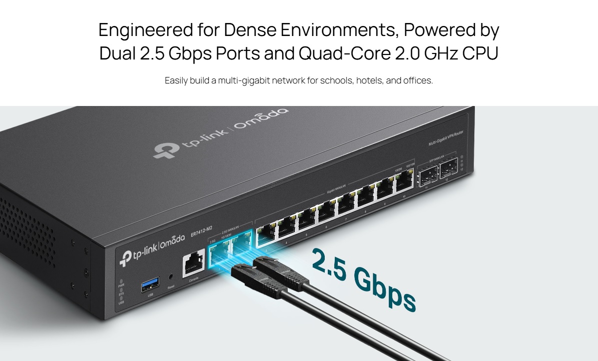 ER7412-M2 Omada Multi-Gigabit VPN Router, 2× 2.5G RJ45 WAN/LAN ports 10 ...