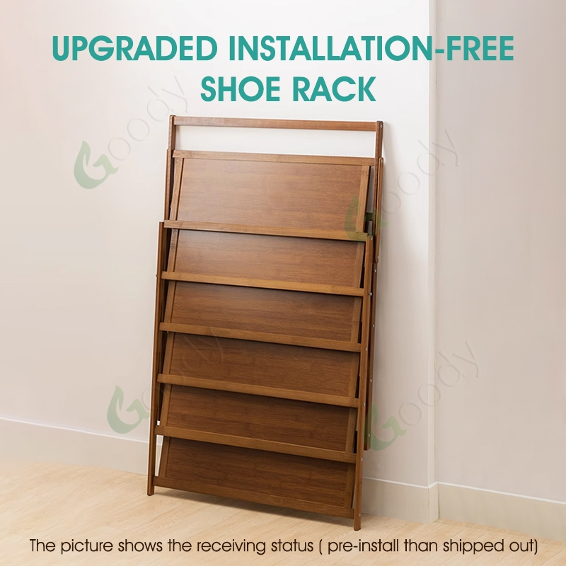 ⚡RADIANT Free Installation Foldable Bamboo Shoe Rack Portable Folding ...
