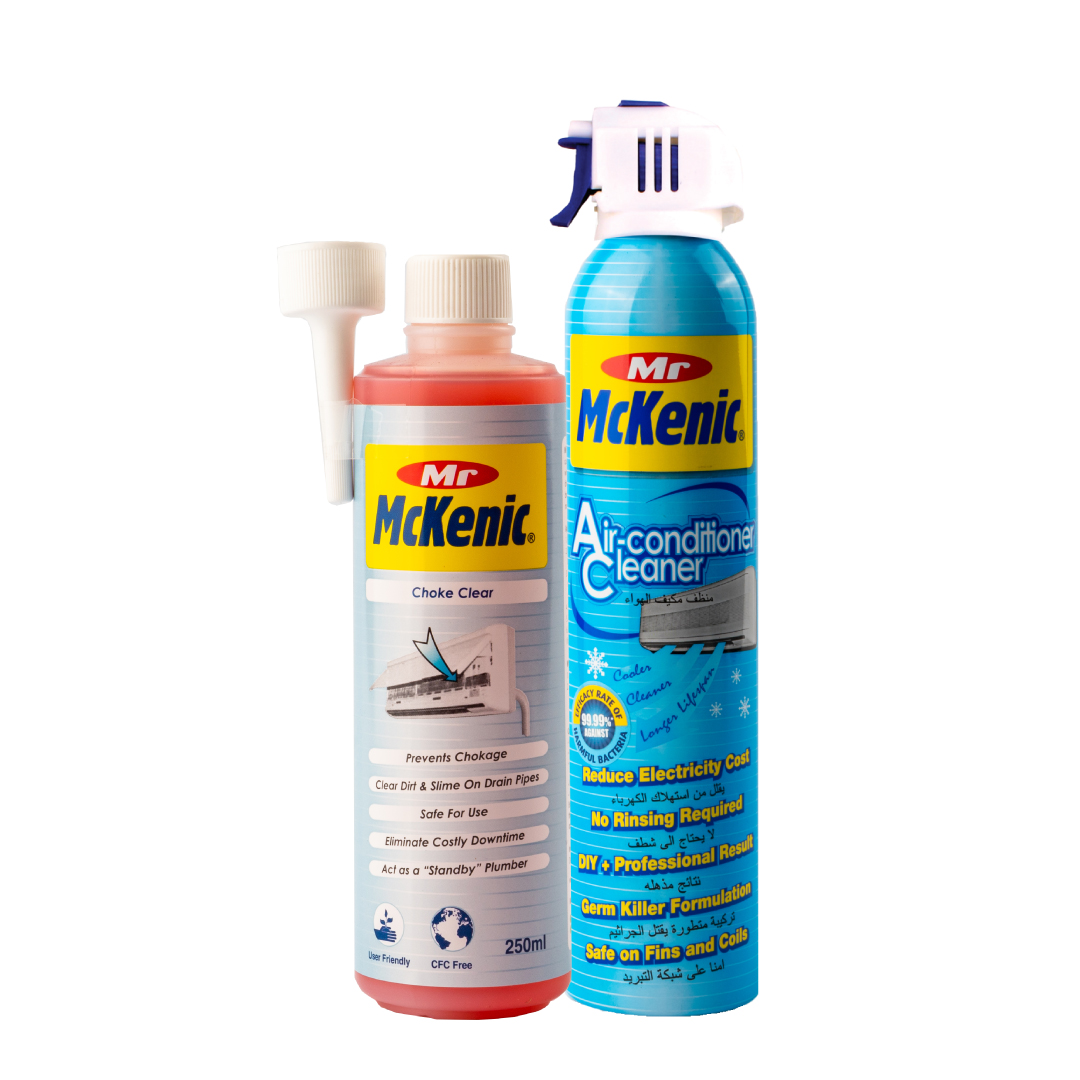 Mr McKenic Air-Conditioner Cleaner (Self-Rinsing)(374g) & Choke Clear ...