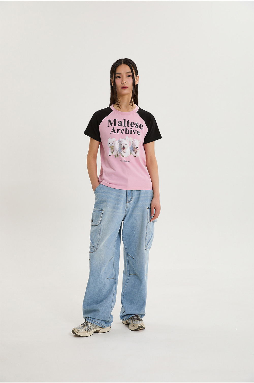 ★WAIKEI★ Maltese Archive Raglan Short Sleeve T-Shirt Ivory Maltese archive raglan half sleeve T-shirt - WaiKei | 60