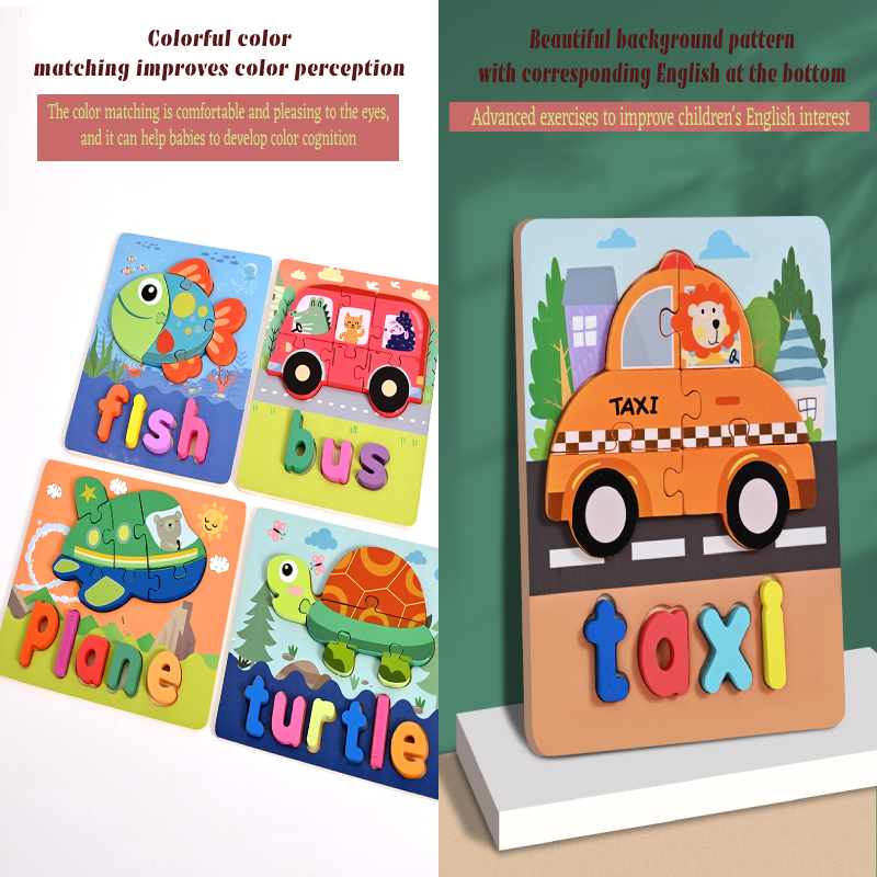 Montessori 3D Wooden Puzzle Jigsaw for Children Cartoon Animal Puzzles ...