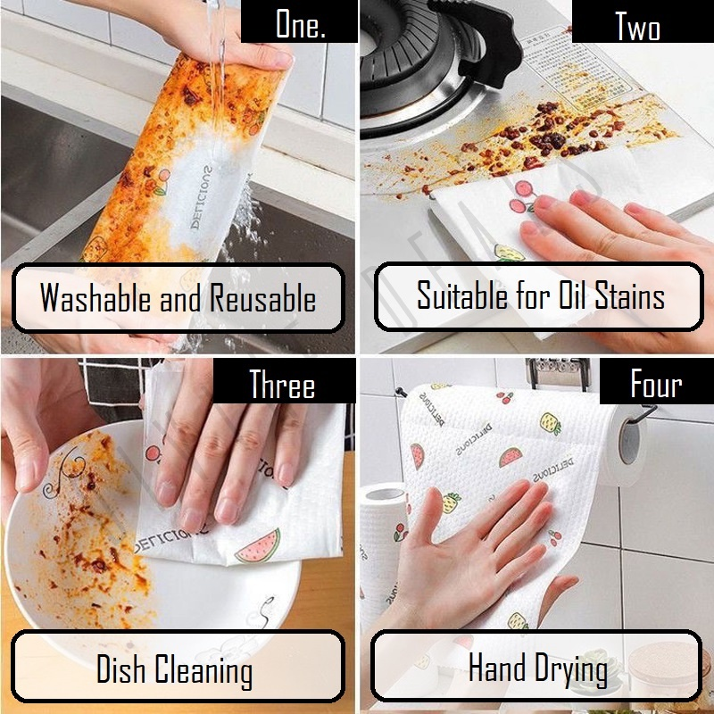 🇸🇬【SG stock】Kitchen Towel Roll Wipes /Lazy Rag 25x25cm Large Cleaning ...