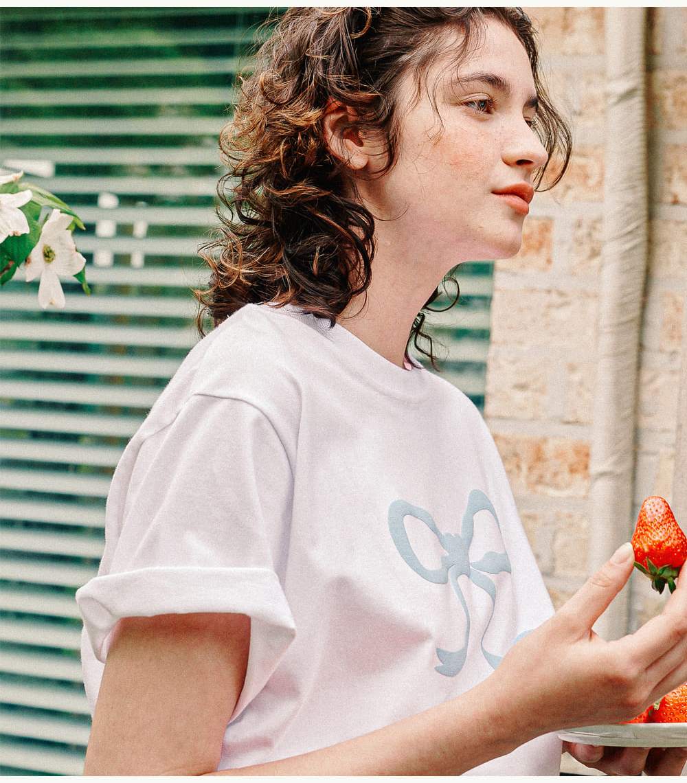 ◆24SS RONRON EMBO HEART RIBBON BASIC FIT T SHIRT/3色◆ ronron - EMBO HEART RIBBON BASIC FIT T SHIRT [3 colors]
