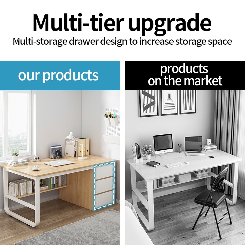 SNB100/120/140CM Computer Table With Drawer Writing Study Desk Modern ...