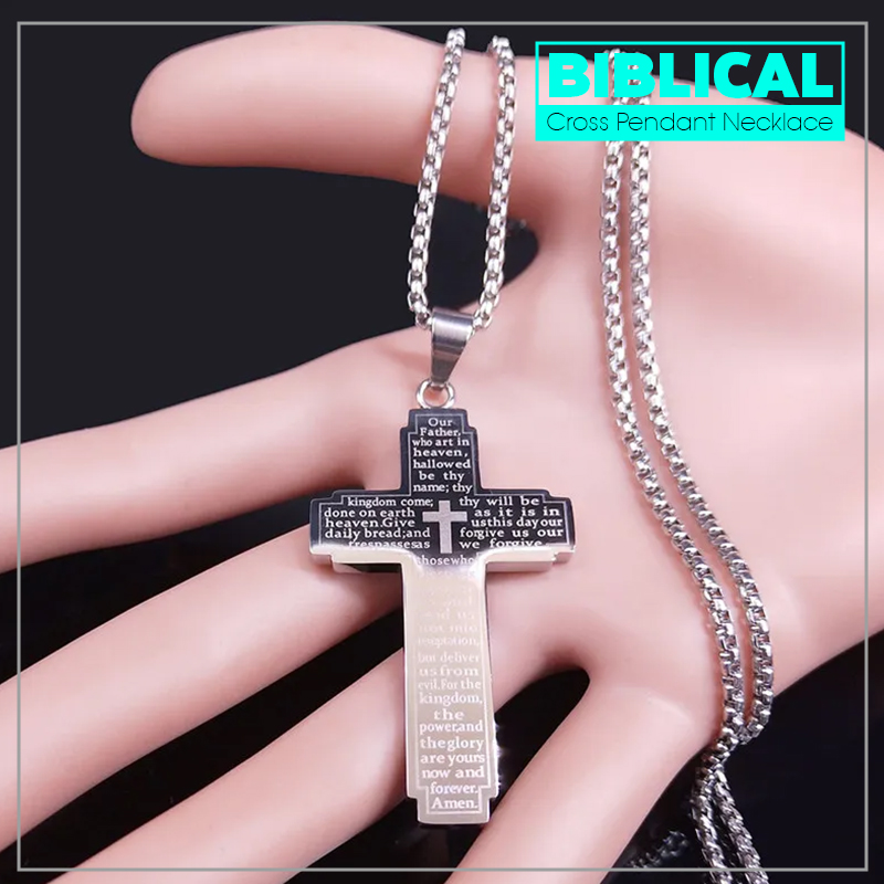 Christian Bible Verses Cross Chain Necklace Stainless Steel Pendant ...