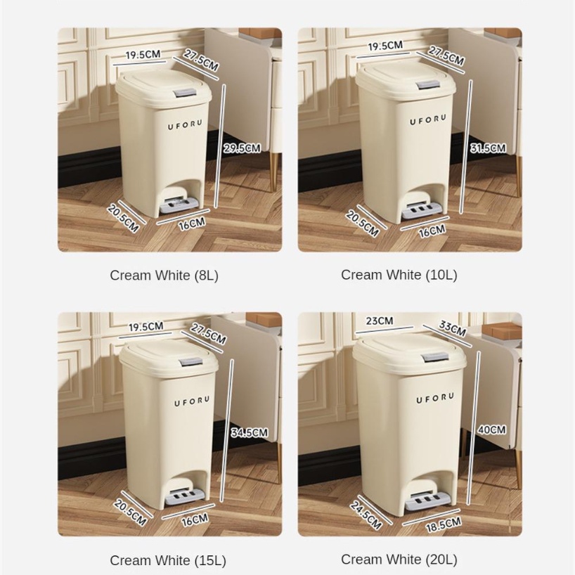 SPOETRY Pedal Step-On Dustbin Trash Can Kitchen Waste Trash Rubbish ...