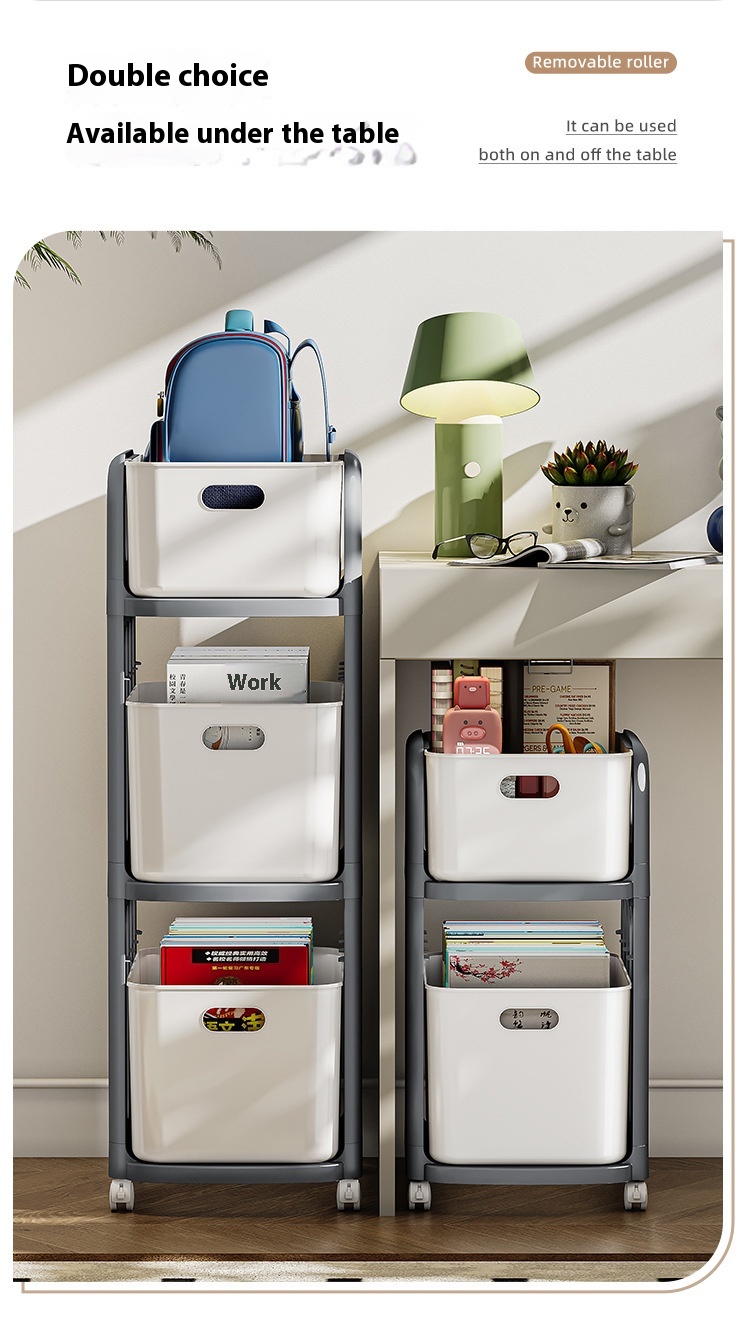 A102⭐School bag storage rack movable trolley book storage rack pulley ...