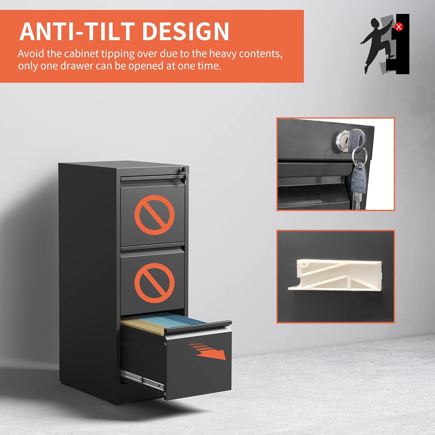 Filex 3 Drawer Office Filing Drawer Cabinet Black Office Files Storage ...