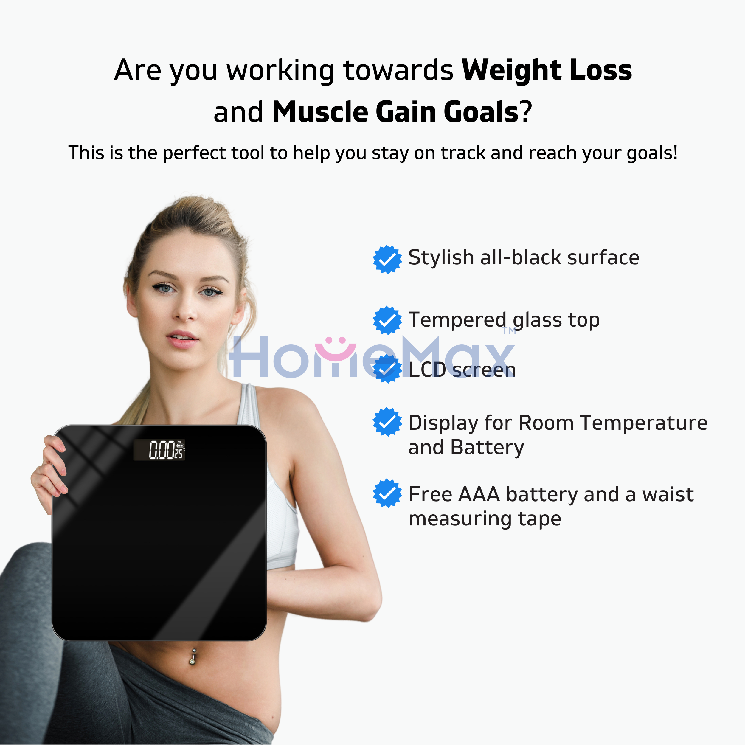 Smart Digital Weighing Scale / LCD Display Bathroom Tempered Glass ...