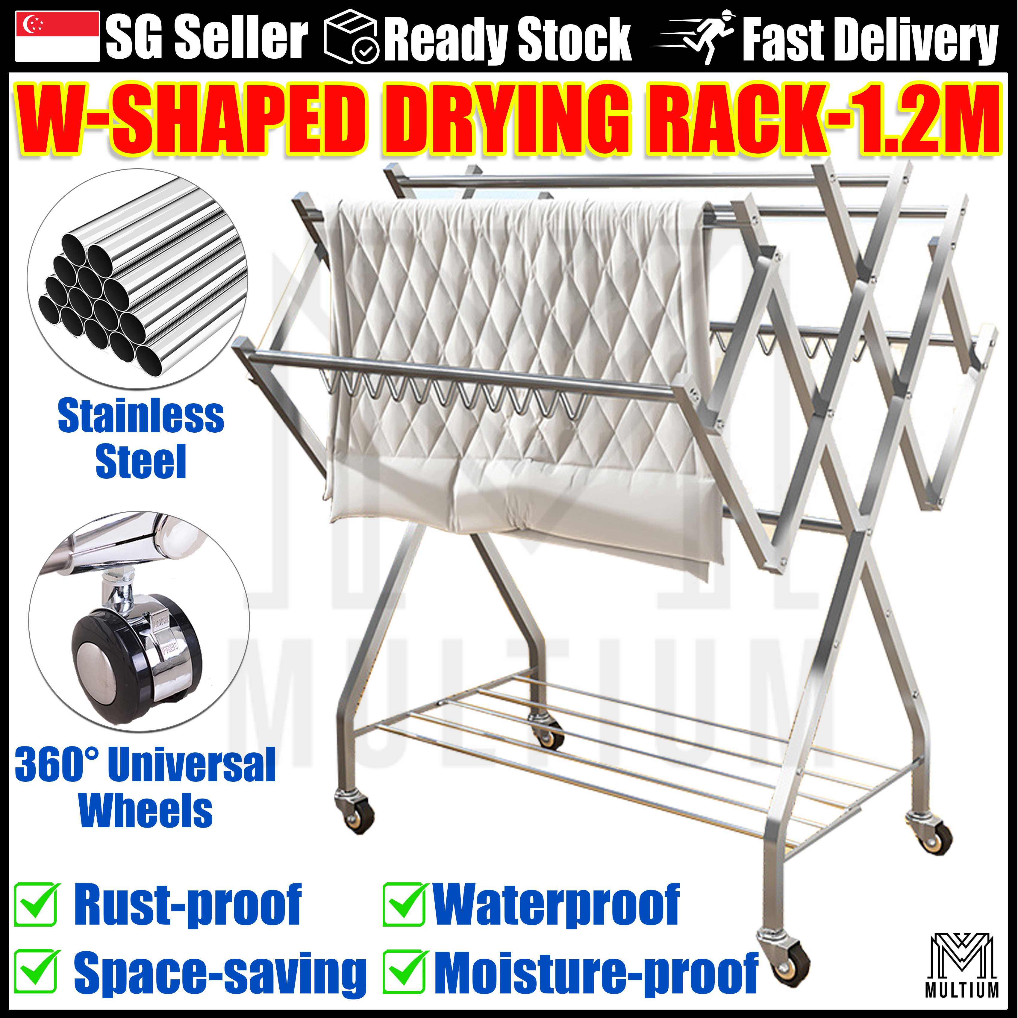Foldable Stainless Steel W Shape 1.2M Laundry Rack | Laundry Rack ...