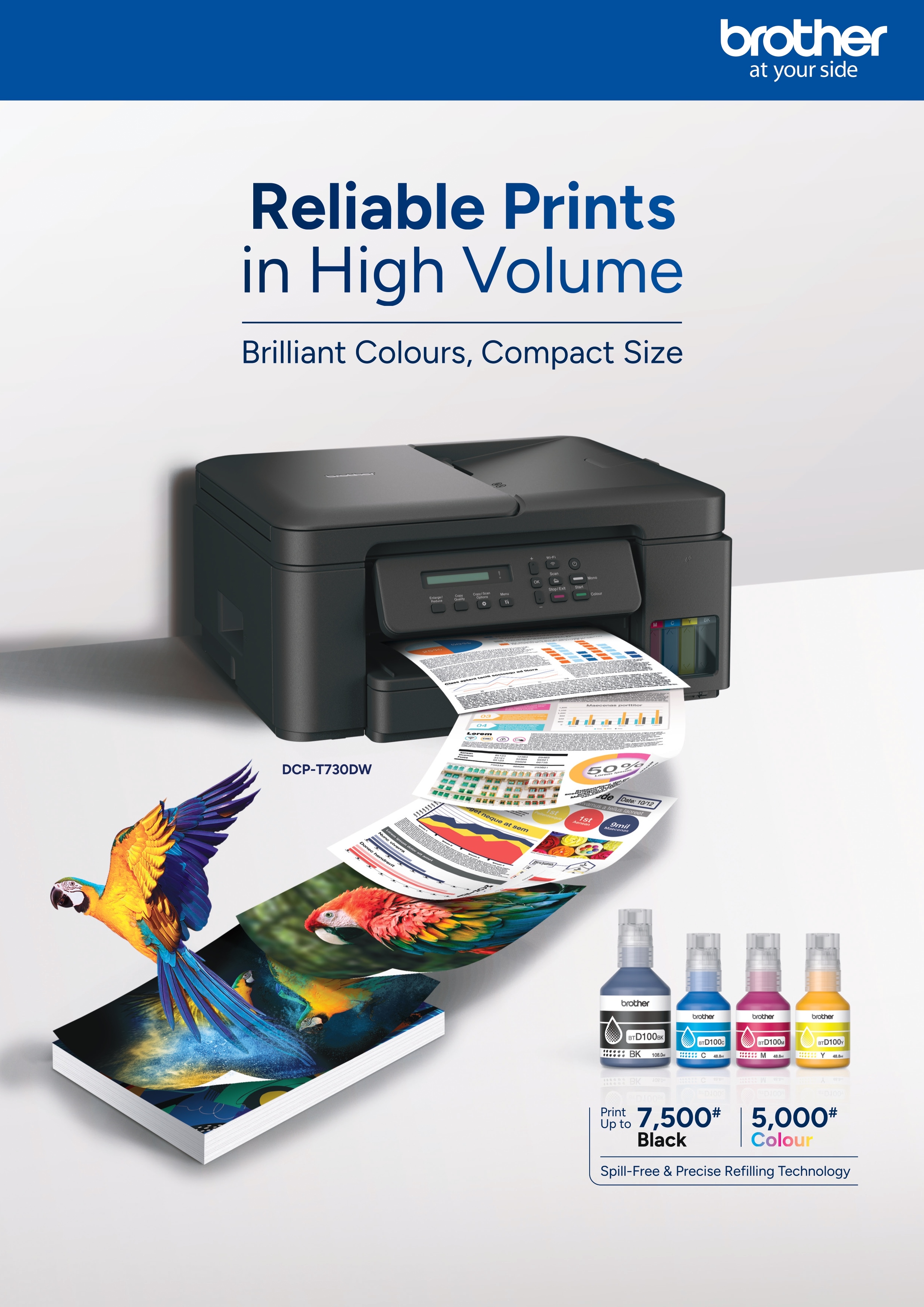Brother DCP-T530DW A4 3-in-1 Wireless Colour Ink Tank Printer | Refill ...