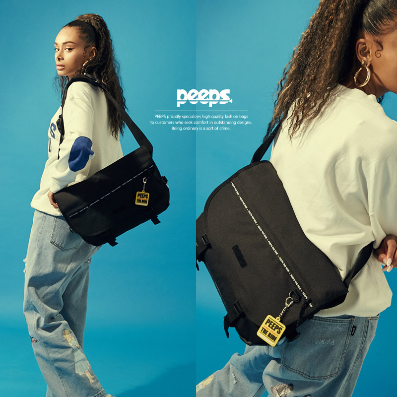 ★2021SS新作★PEEPS★ENJOY THE RIDE MESSENGER BAG_ブラック MUSINSA | PEEPS enjoy the ride messenger bag(black)