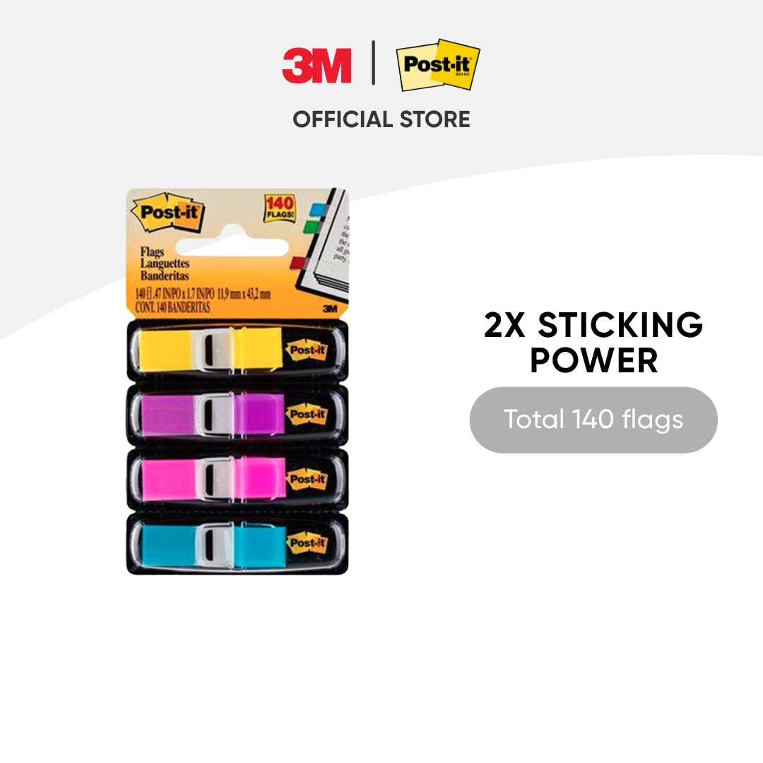 3M™ Post-it® Flags, Page Marker, 683-4AB, 140 flags/pack, 11.9 x 43.2 ...