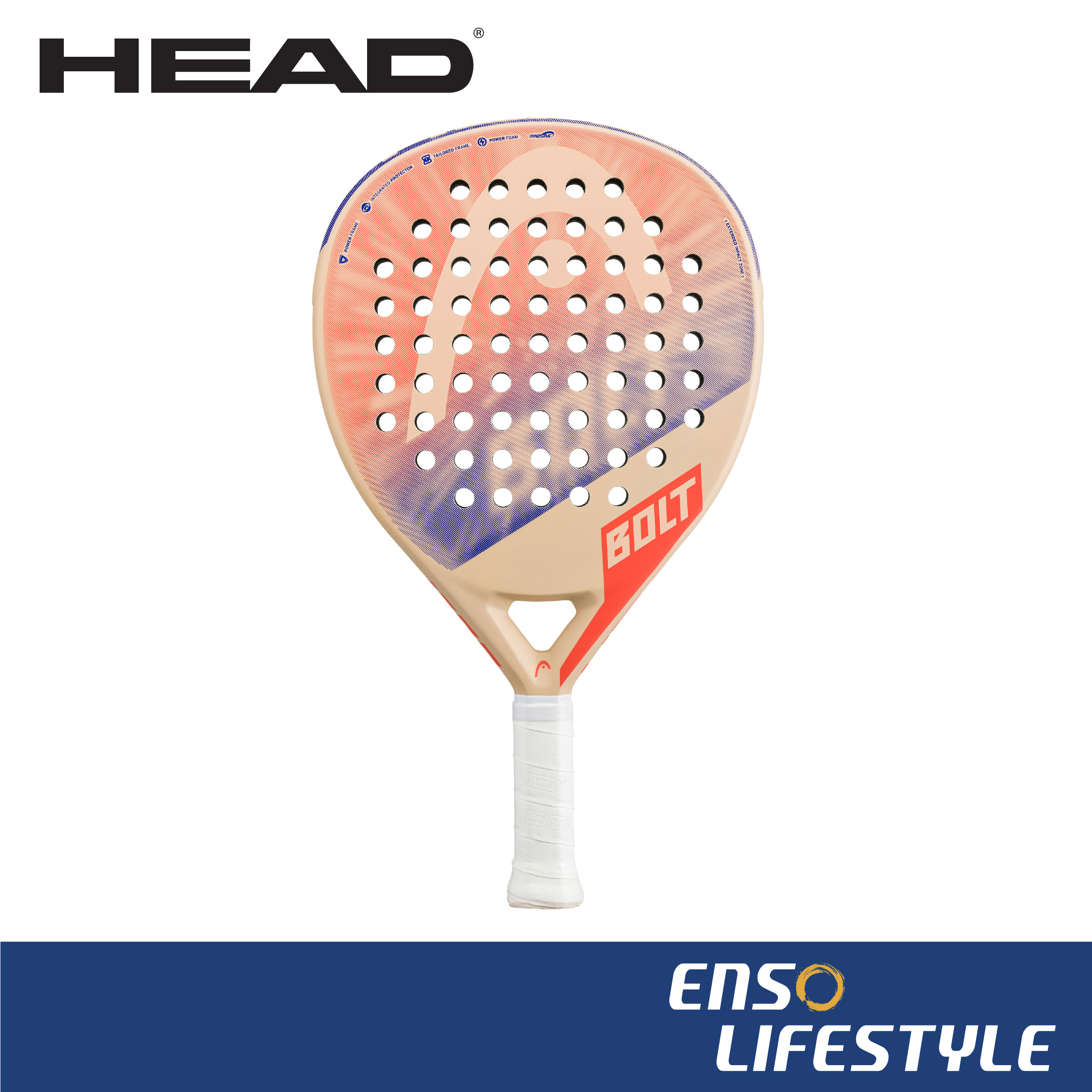 HEAD Padel Racket - Bolt 2023 (Salmon/Blue) | Shopee Singapore