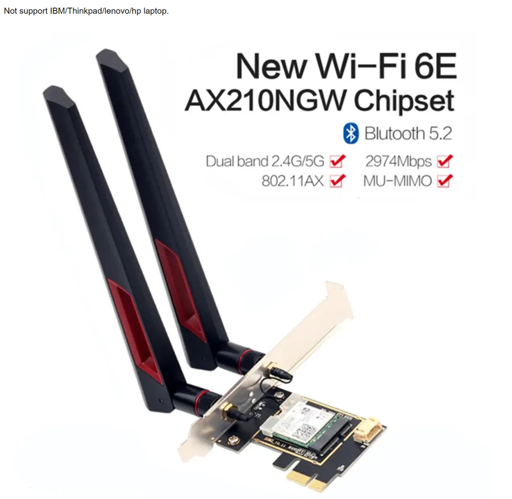 Wi-Fi 6E AX210NGW Wireless WiFi Card BT5.2 M.2 2230 Tri-Band Expands ...