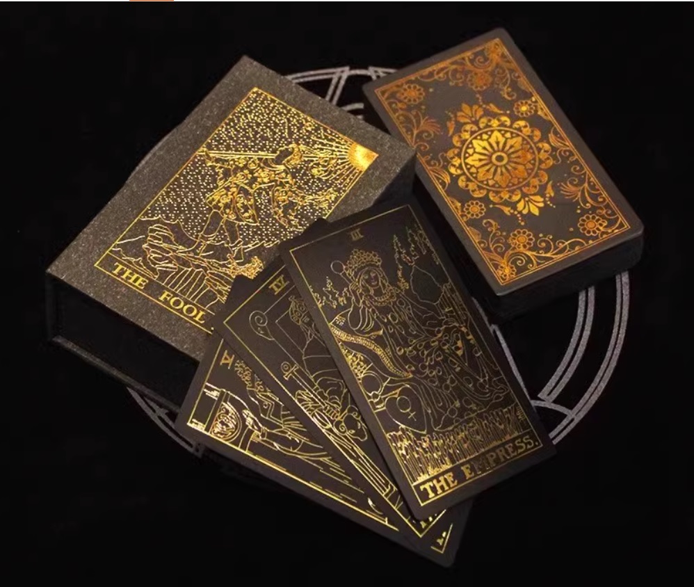 [SG]Tarot Cards 78 Luxury Gold foil Tarot Deck + Guide Book Tarot PVC ...