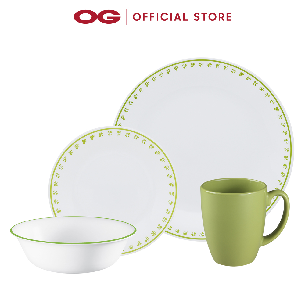 Corelle 16pc Dinner Set - Green Clover (16S-GVC-PH) | Shopee Singapore