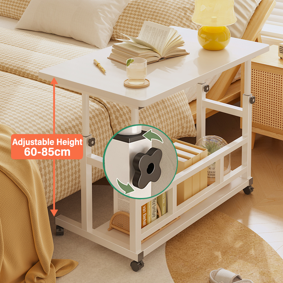 SNB 60cm/80cm Adjustable Height Lifting Table With Wheel Bedside Laptop ...