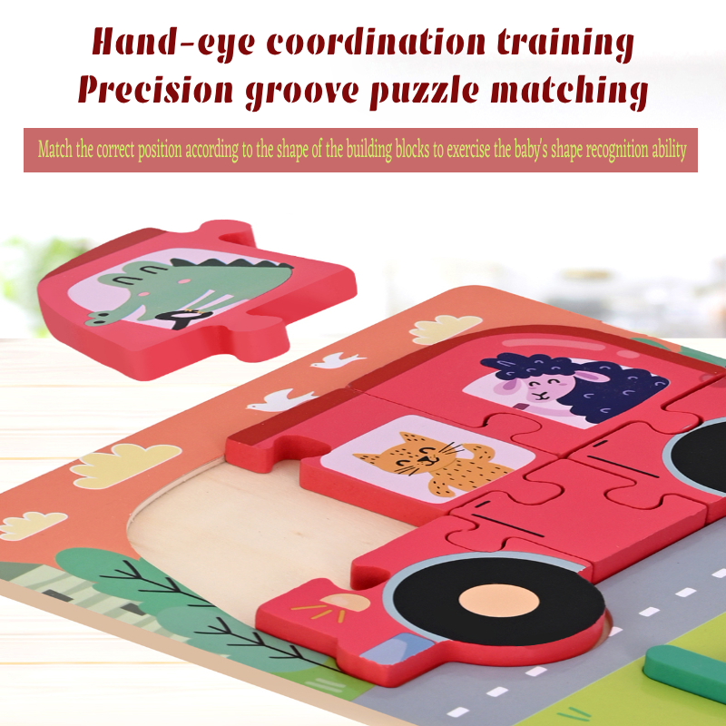 Montessori 3D Wooden Puzzle Jigsaw for Children Cartoon Animal Puzzles ...