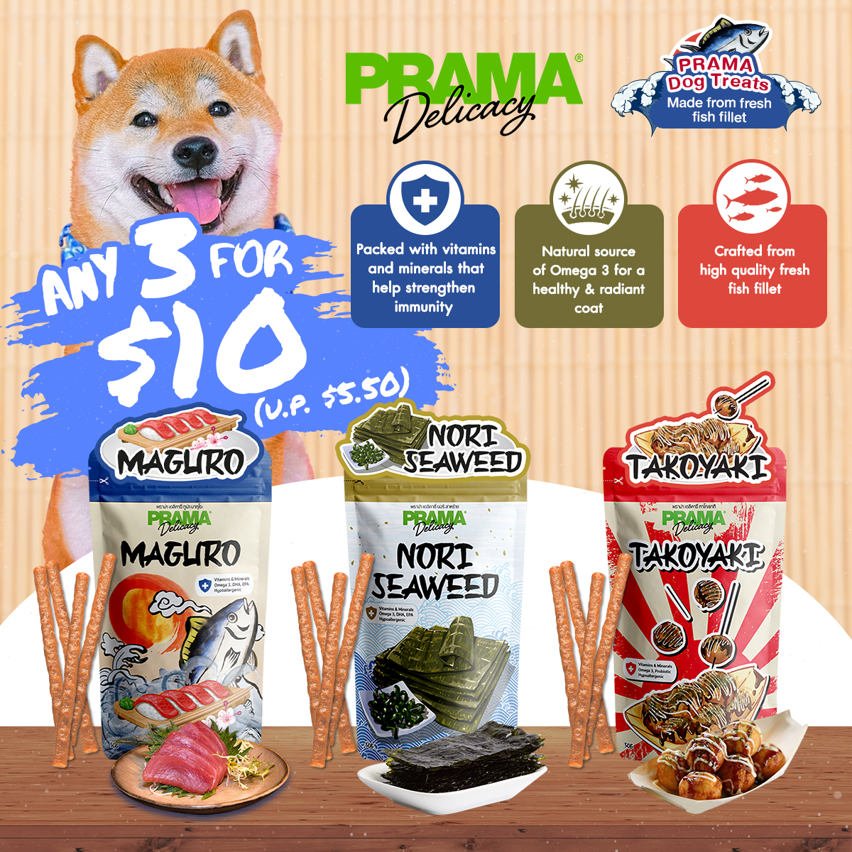 PRAMA™ Delicacy Snack Japan series Dog Treats/Snacks ( TAKOYAKI ...