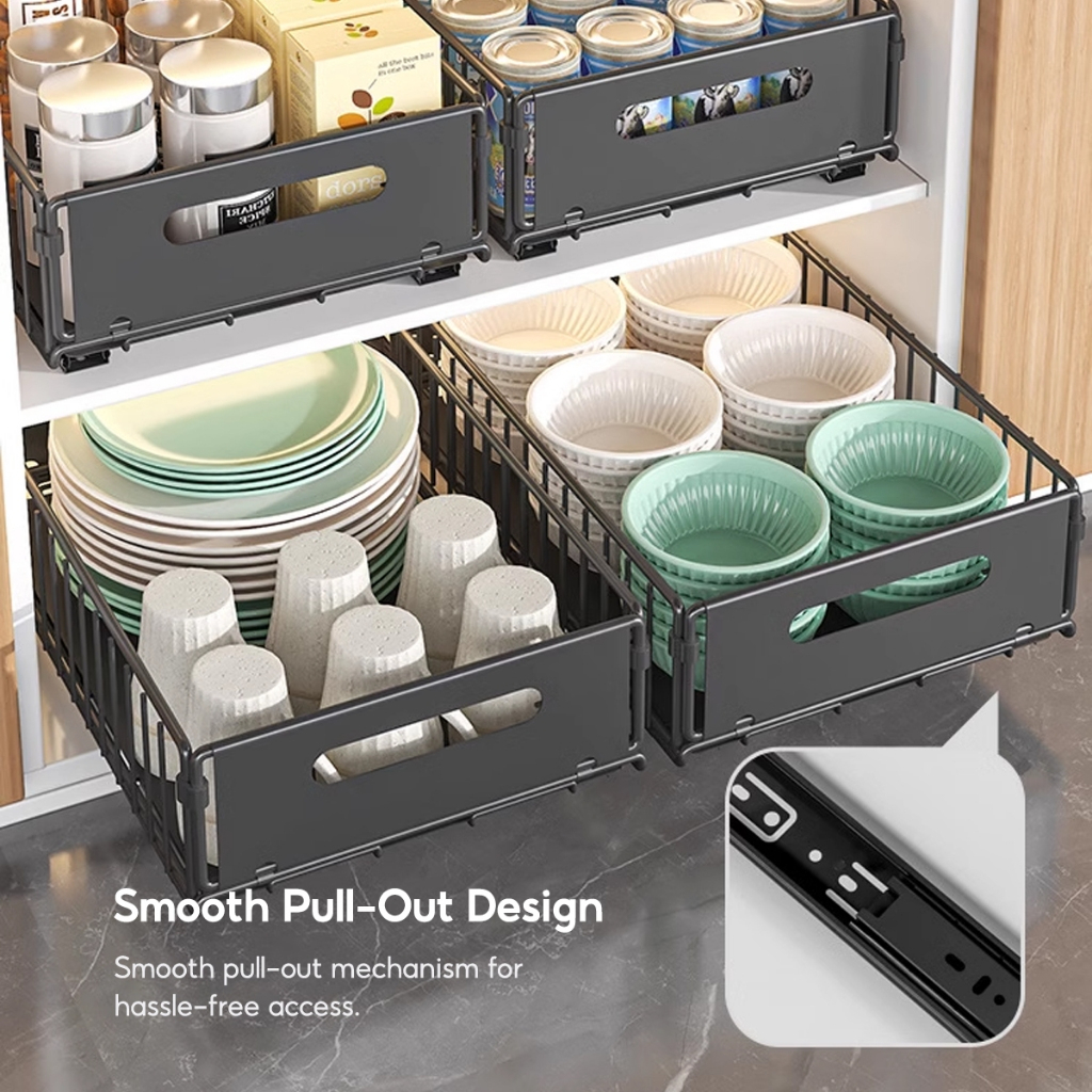 Kitchen Rack Pull Out Cabinet Organizer Collapsible Pull Out Drawers ...