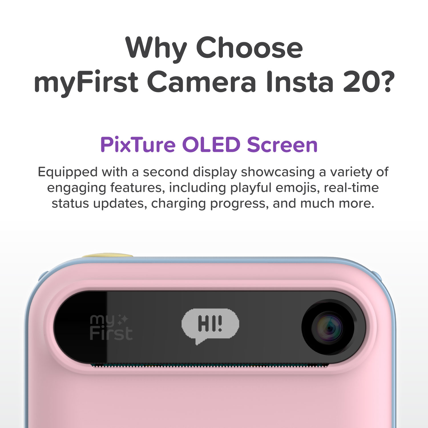 Appareil Photo Instantané Pour Enfants MyFirst Insta 20 - Impression En 9 Sec - 16 MP - Écran OLED - Cadeau 4-12 Ans
