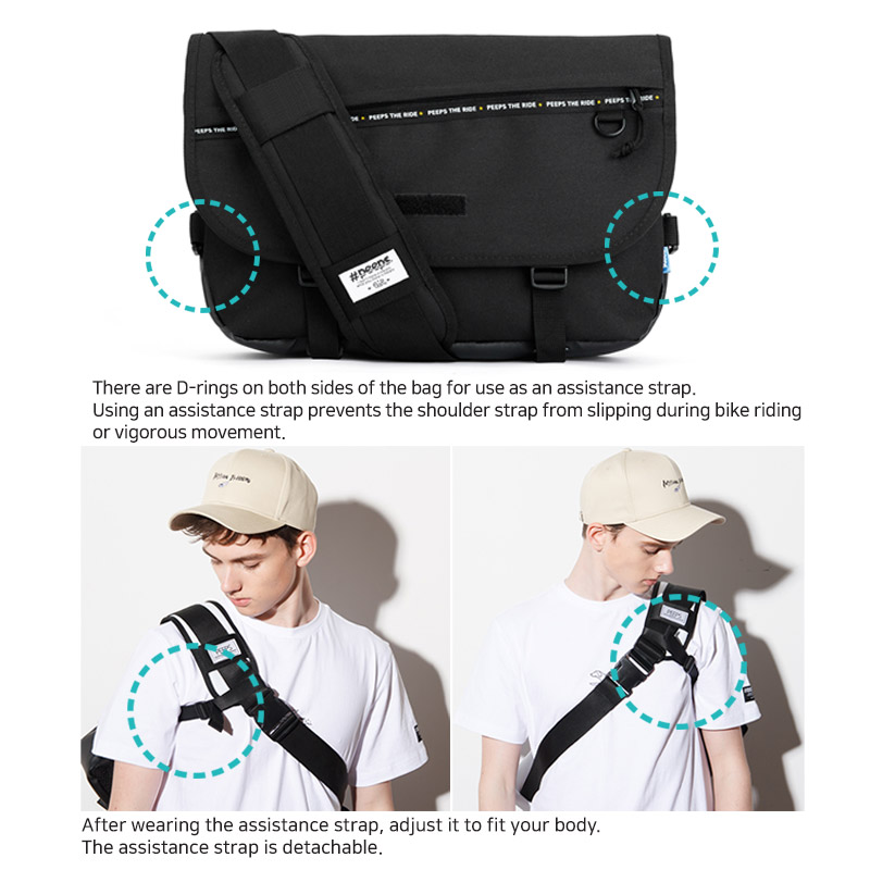★2021SS新作★PEEPS★ENJOY THE RIDE MESSENGER BAG_ブラック MUSINSA | PEEPS enjoy the ride messenger bag(black)