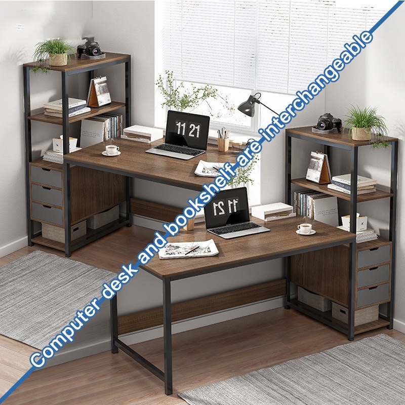 SNB 120cm Study Table With 4 Tier BookShelf Office Computer Desk Home ...