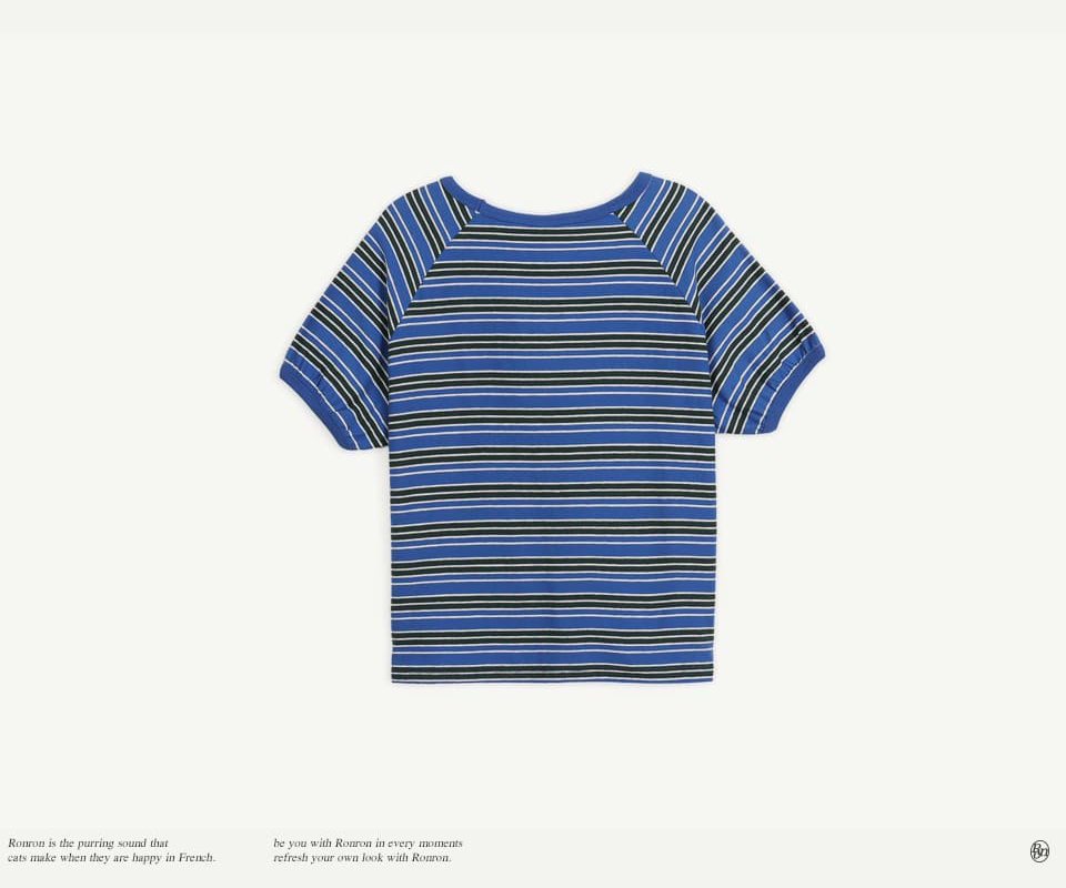 RONRON MULTI STRIPE PUFF SLEEVE HALF T SHIRT | Shopee Singapore