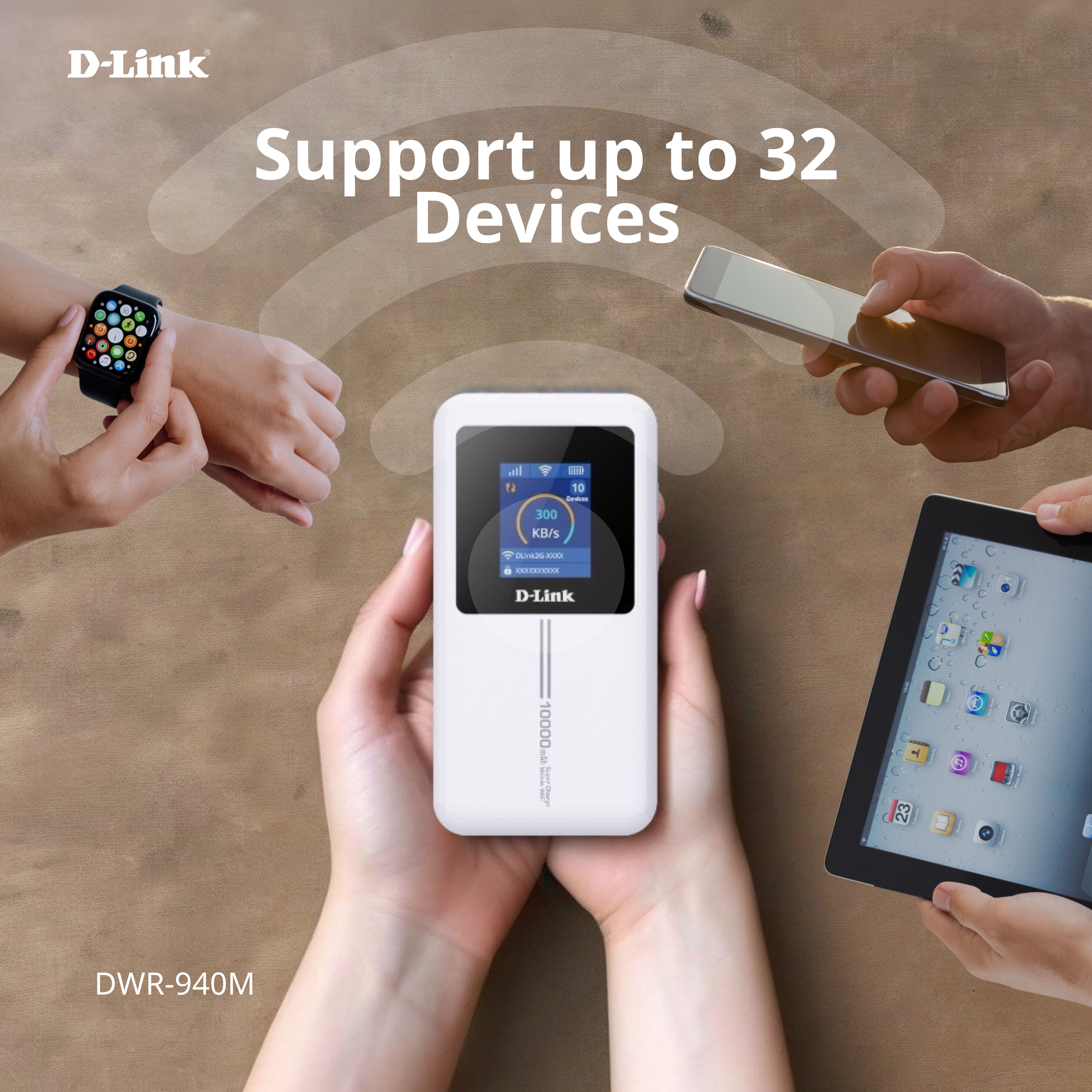 D-Link DWR-940M 4G Cat4 Wi-Fi Wireless 6 Mobile Hotspot | 10,000mAh ...