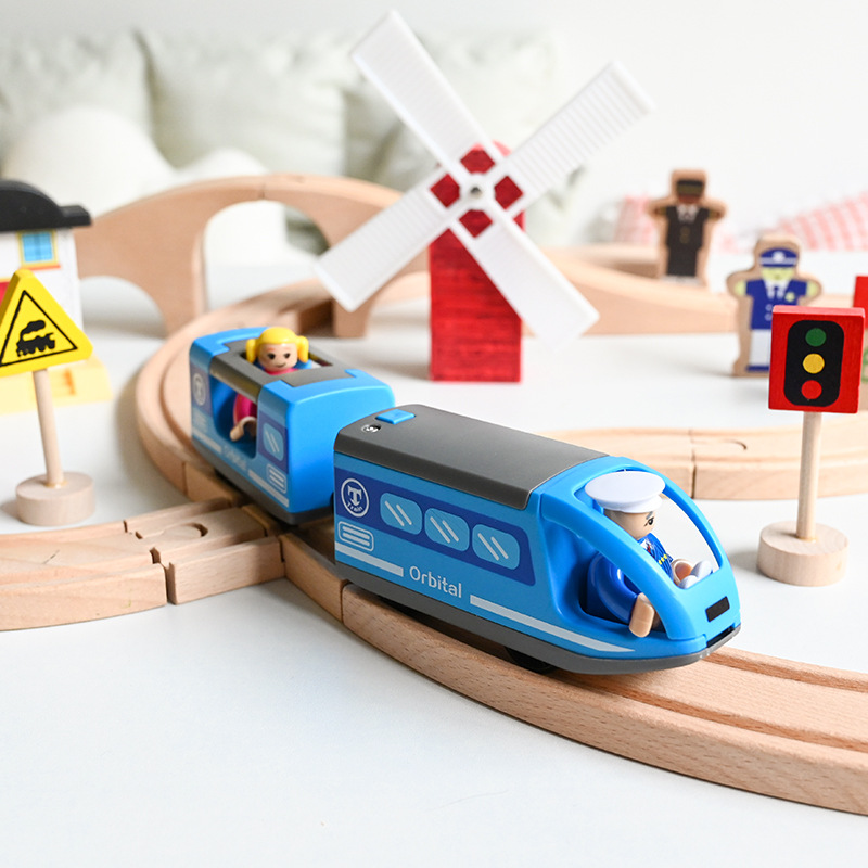 Electric Train Set Motorized Electric Engine Wooden Train Toy Set Add ...