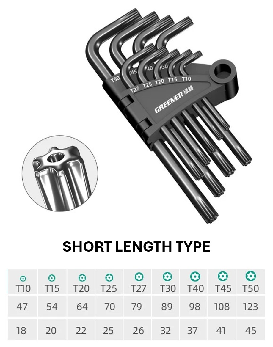 Greener TORX Hex Key 9 Pieces Set ️ Torx Screwdriver ️ Star Shape Screw ...