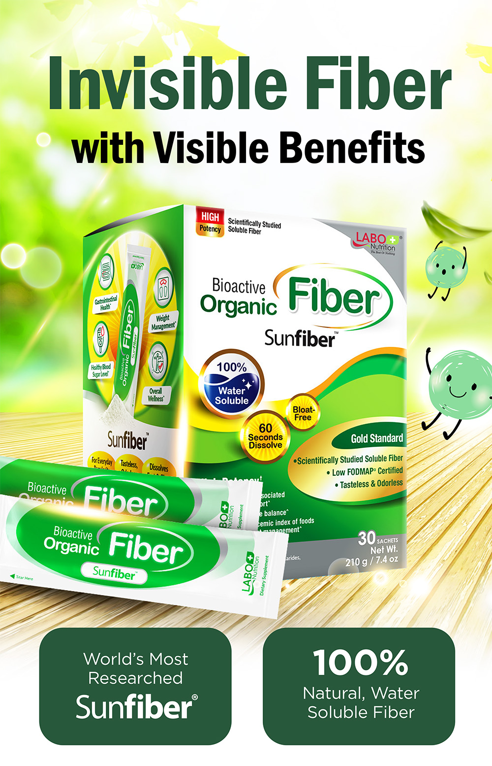 [3 Boxes] LABO Nutrition Bioactive Organic Fiber Bloat -free Sunfiber ...