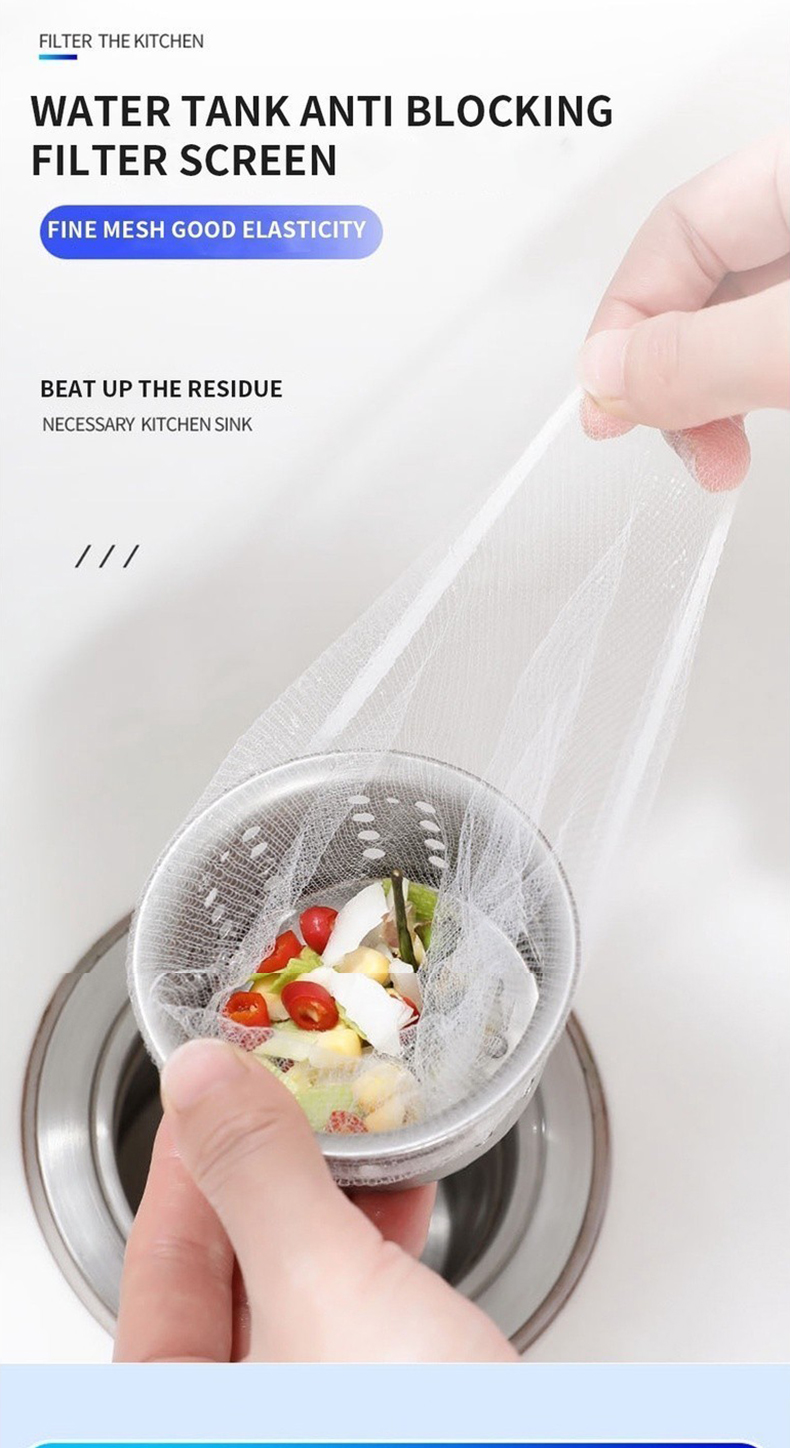 SG Stock 100PCS Disposable Kitchen Sink Net Filter Sink Basket Bag Fit ...